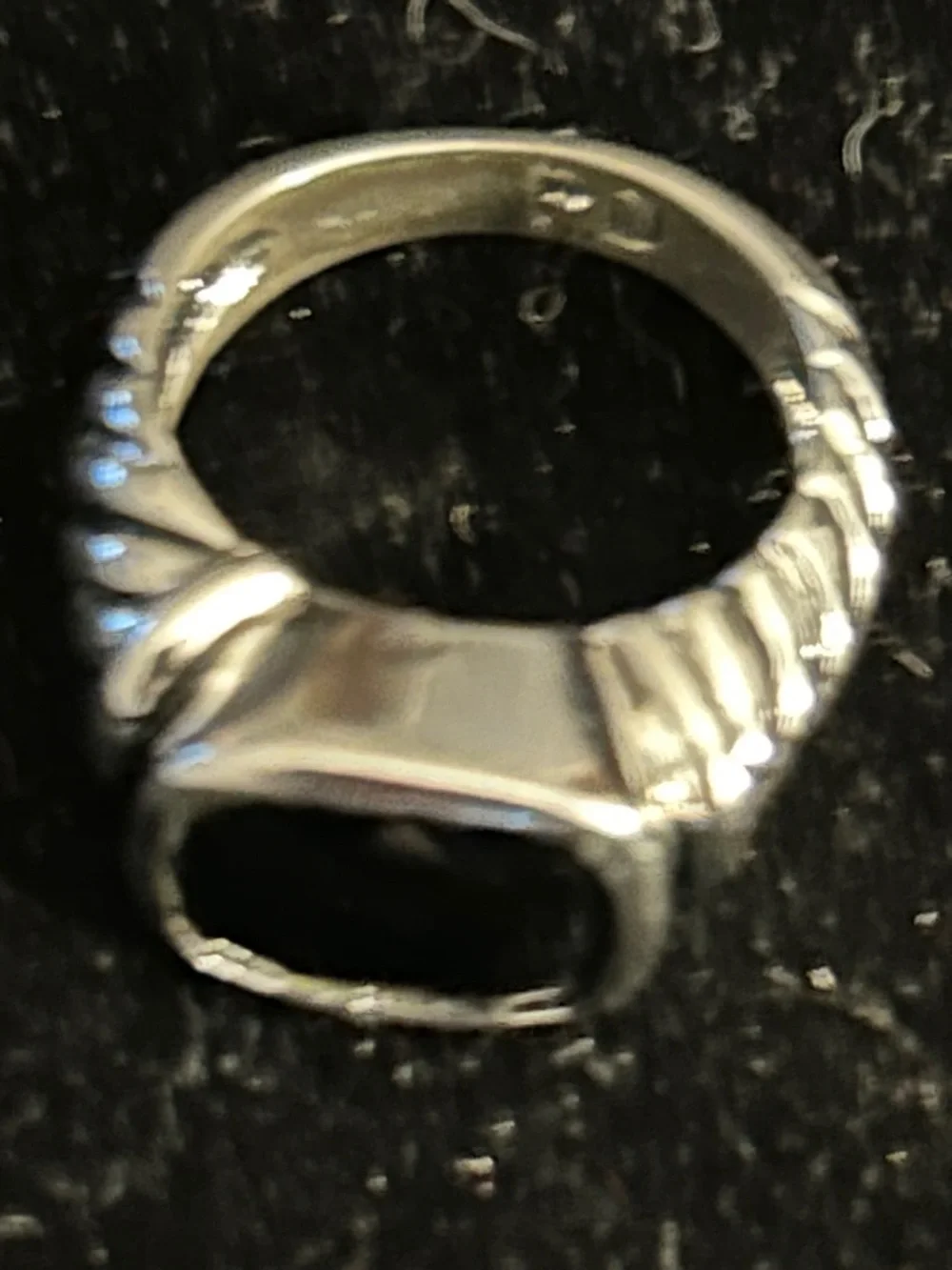 Vintage Premier Designs PD Black Faceted Glass Ring Size 7